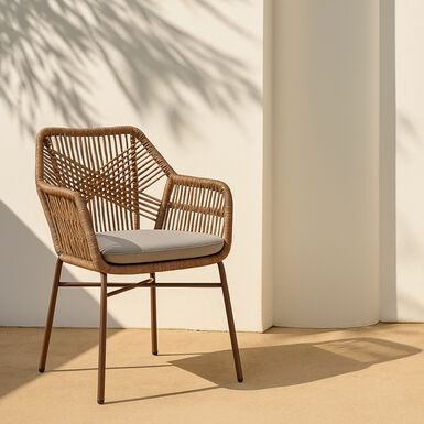 Silla de jard&iacute;n de aluminio y rat&aacute;n sint&eacute;tico Cassis 57x65x83cm