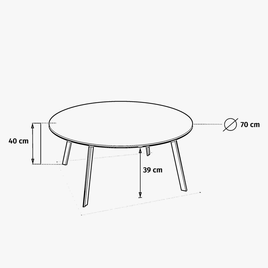 Mesa auxiliar de jard&iacute;n de acero caoba Saori &Oslash;70x40cm