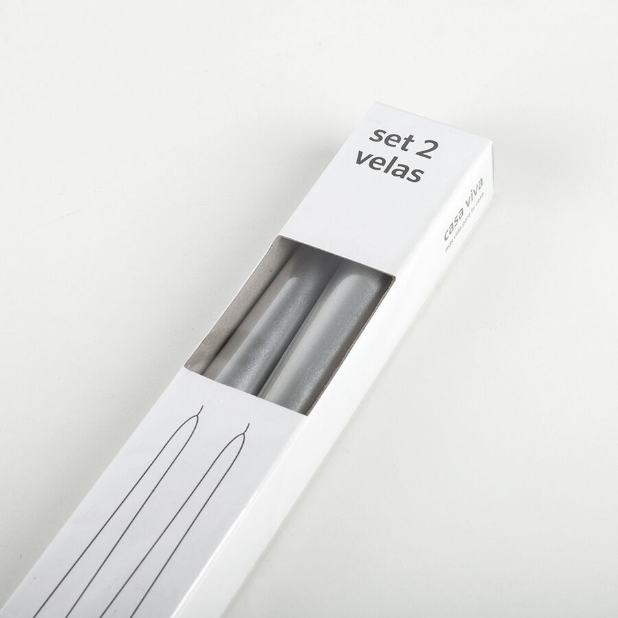 Conjunto de 2 velas para candelabro plata 25cm