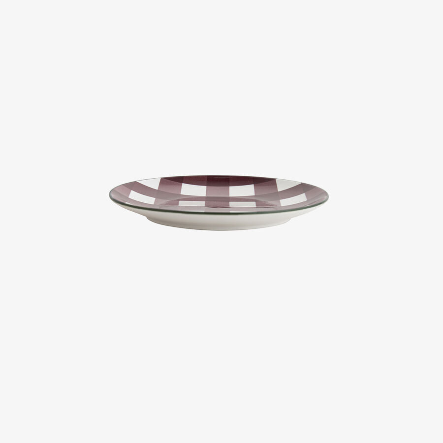 Plato de postre de vichy granate de porcelana Pradera &Oslash;19cm