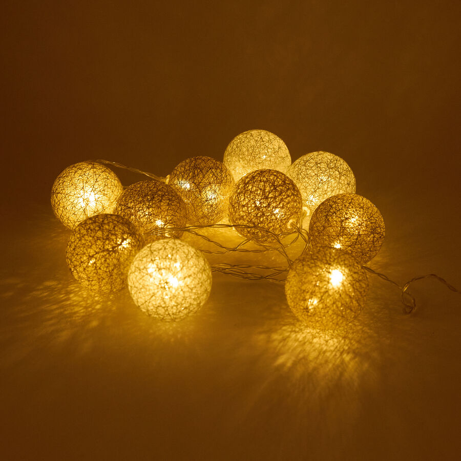 Guirnalda de bolas LED rafia Ø6cm