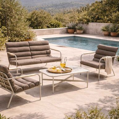 Conjunto de jard&iacute;n para 4 personas de acero crema Solani