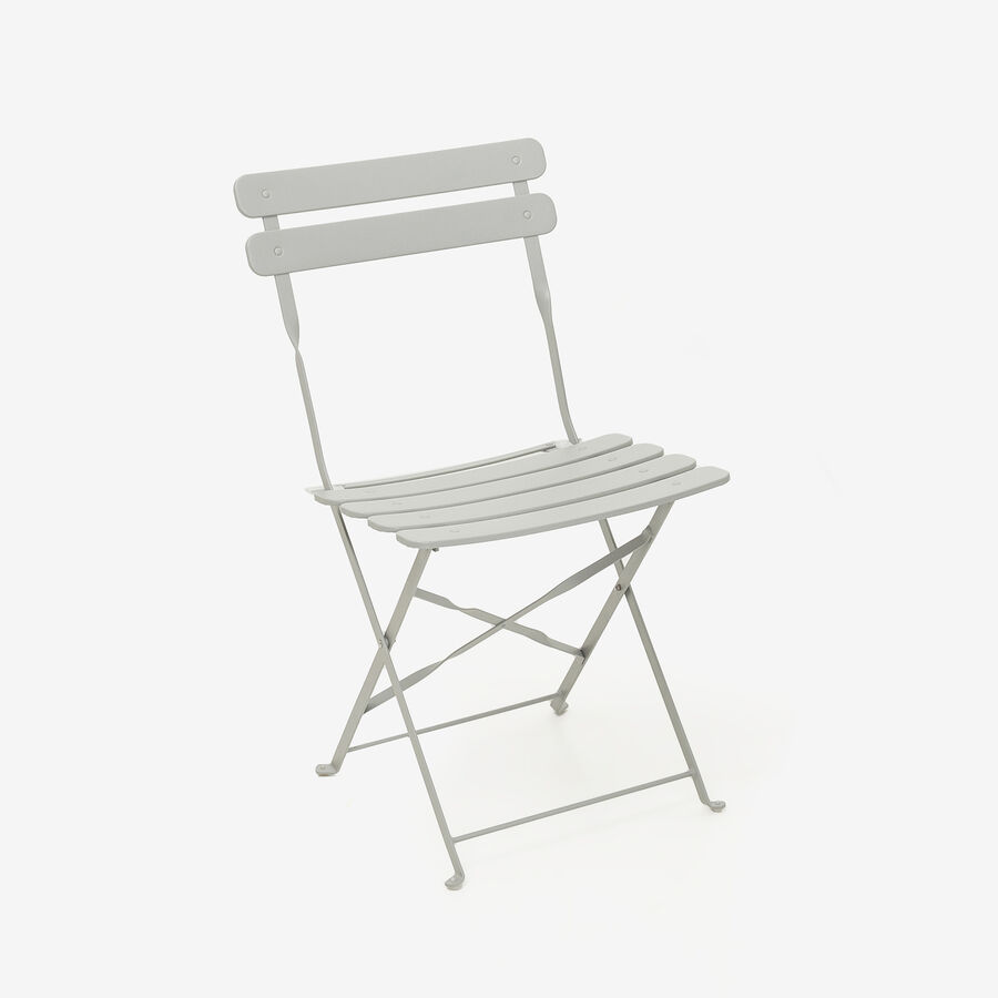 Set de jard&iacute;n plegable de mesa y 2 sillas de acero gris claro Bistro