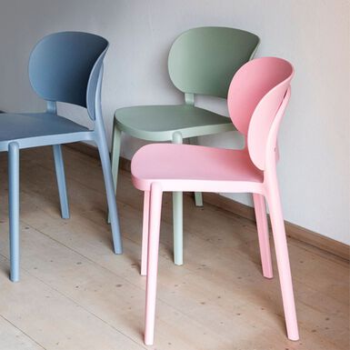 Silla de comedor apilable rosa Daniela 50x49cm