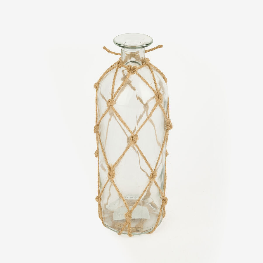 Jarrón de cristal con cuerda Rustic Ø9x28cm