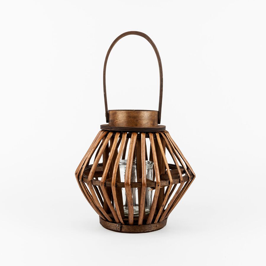 Farol de bamb&uacute; marr&oacute;n Brun &Oslash;24x22cm