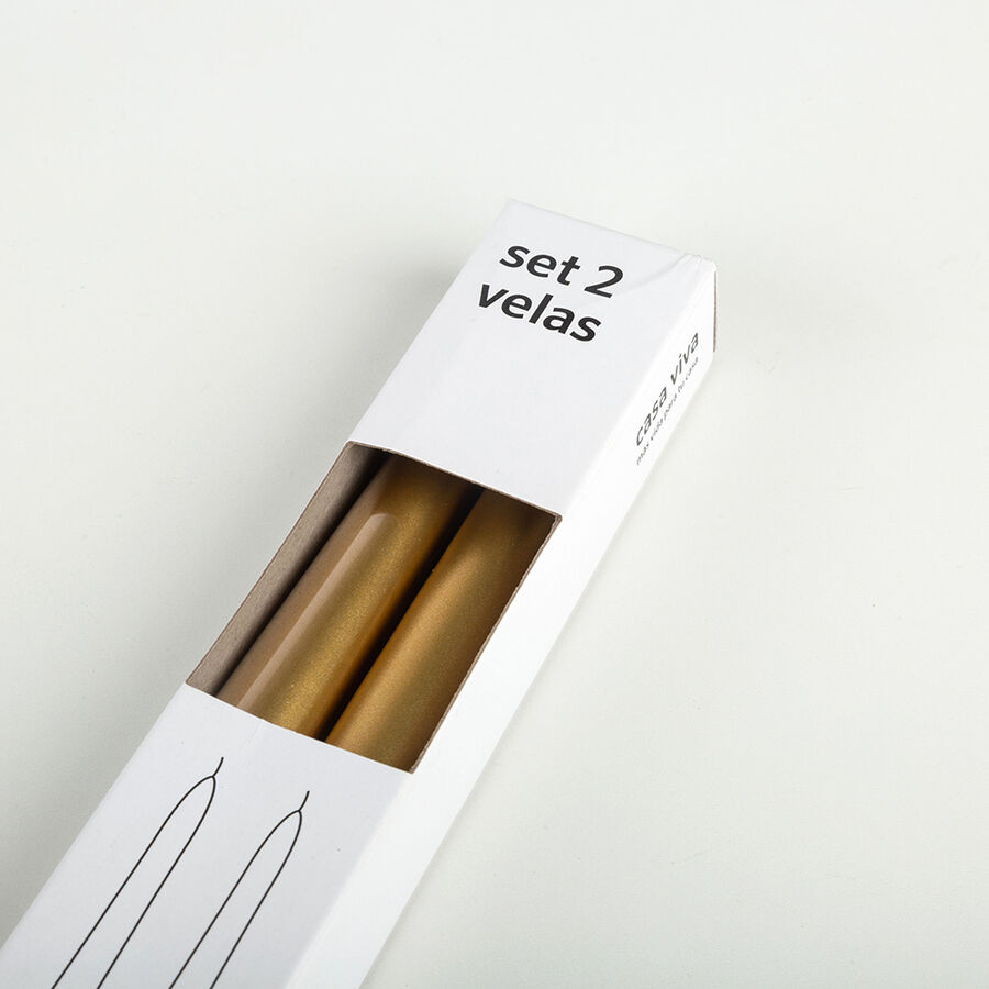 Set de 2 velas candelabro oro 25cm