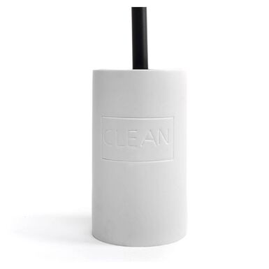 Escobillero ba&ntilde;o de resina blanco Sada
