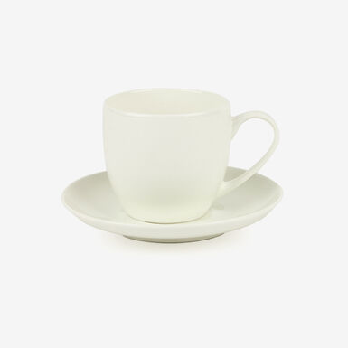 Taza de café con plato de cerámica de cerámica blanca Freila 15cl