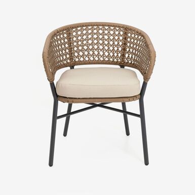 Silla para interior y exterior de rat&aacute;n sint&eacute;tico con coj&iacute;n Deia 57x61x74cm