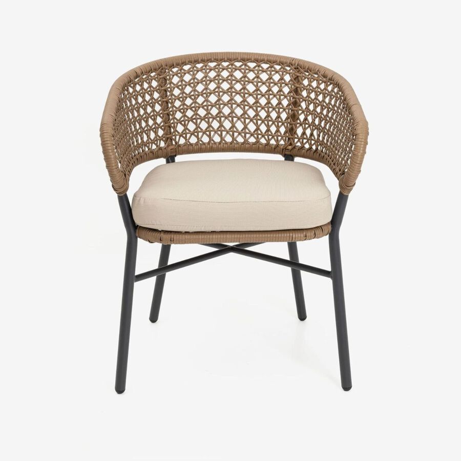 Silla para interior y exterior de rat&aacute;n sint&eacute;tico con coj&iacute;n Deia 57x61x74cm