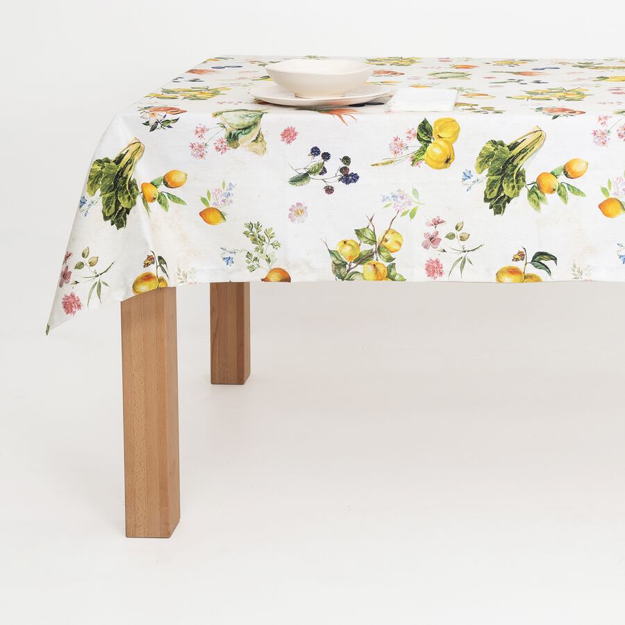 Mantel de algod&oacute;n Verduras 150x150cm