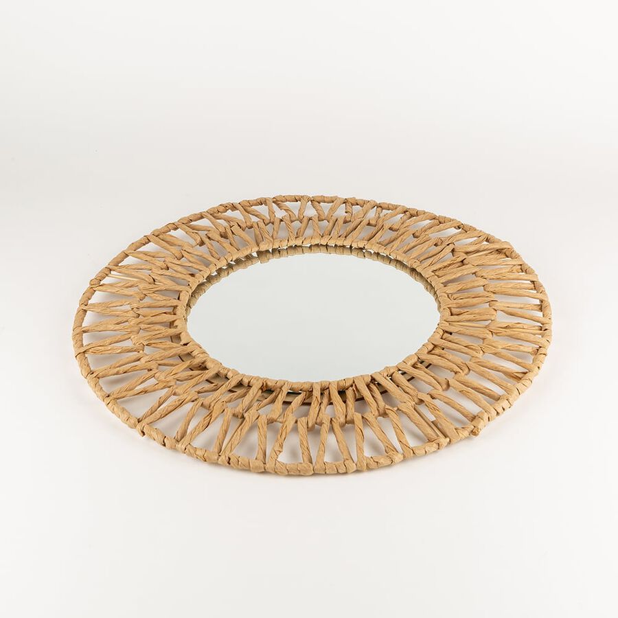 Espejo de pared redondo de fibra natural &Oslash;60cm