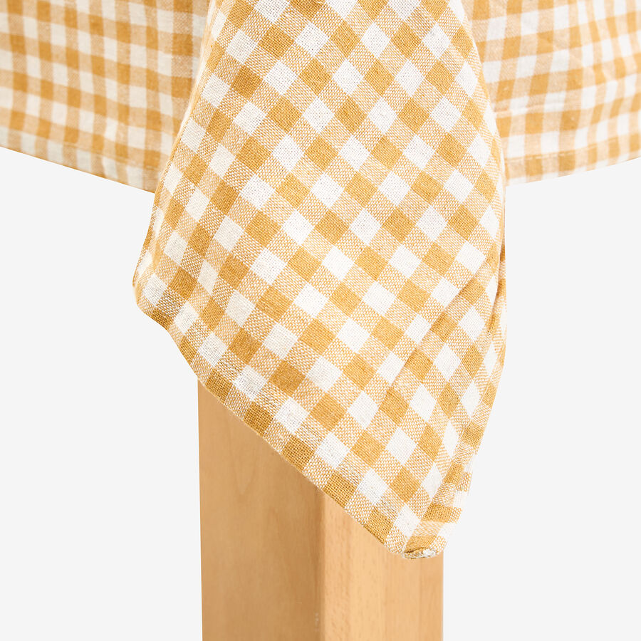 Mantel de algodón Vichy mostaza 140x140cm