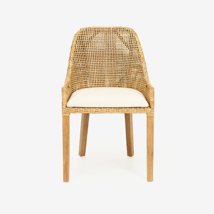 Silla de comedor de madera de mango y ratán Samos 53x56x88cm