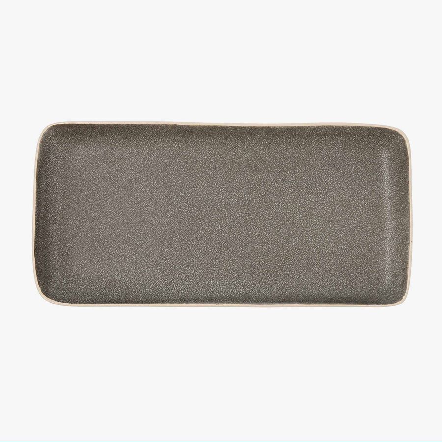 Bandeja rectangular de gres gris Gio 28x14cm