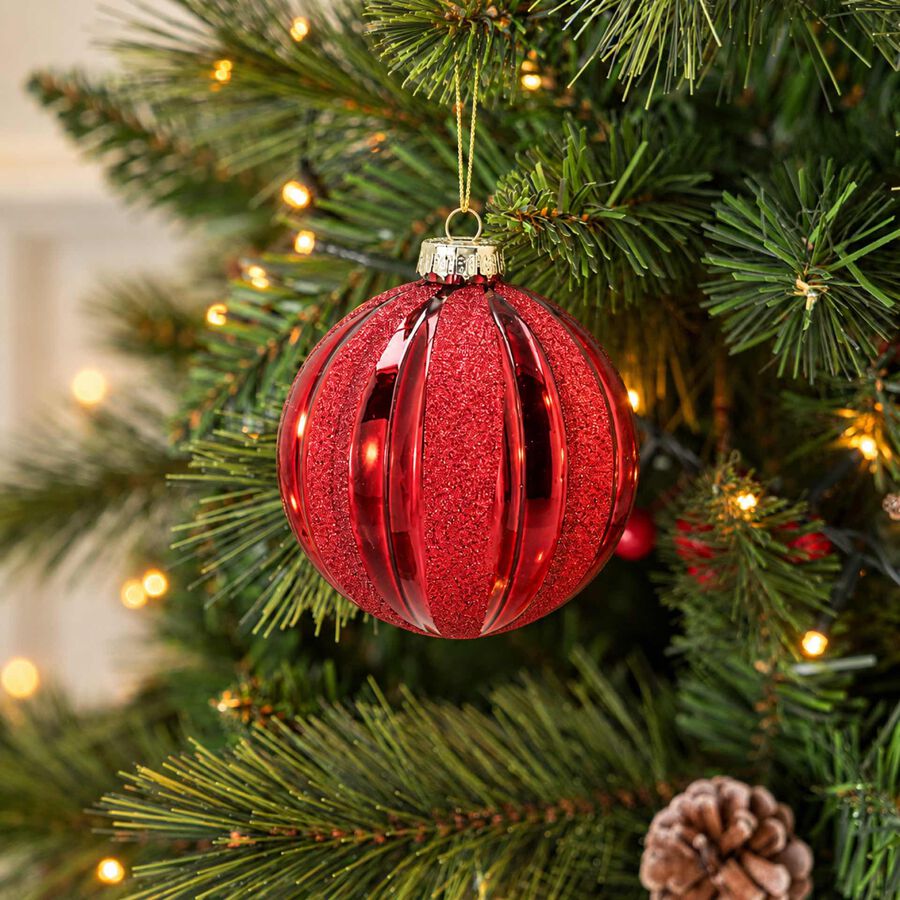 Bola de Navidad roja de cristal &Oslash;8cm