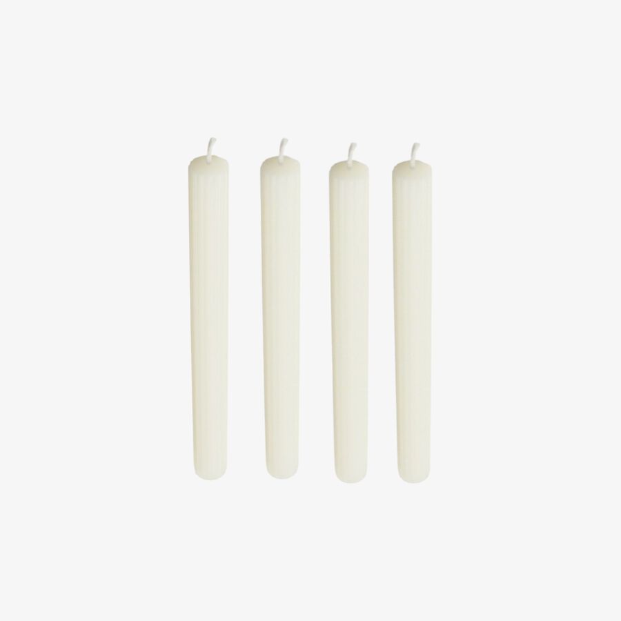Set de 4 velas candelabro blancas 26cm