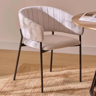 Sill&oacute;n de comedor beige de tela Siren 