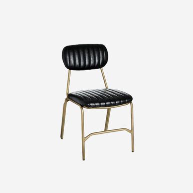 Set de 2 sillas de comedor de metal negra y dorada Camile 44x55x73cm