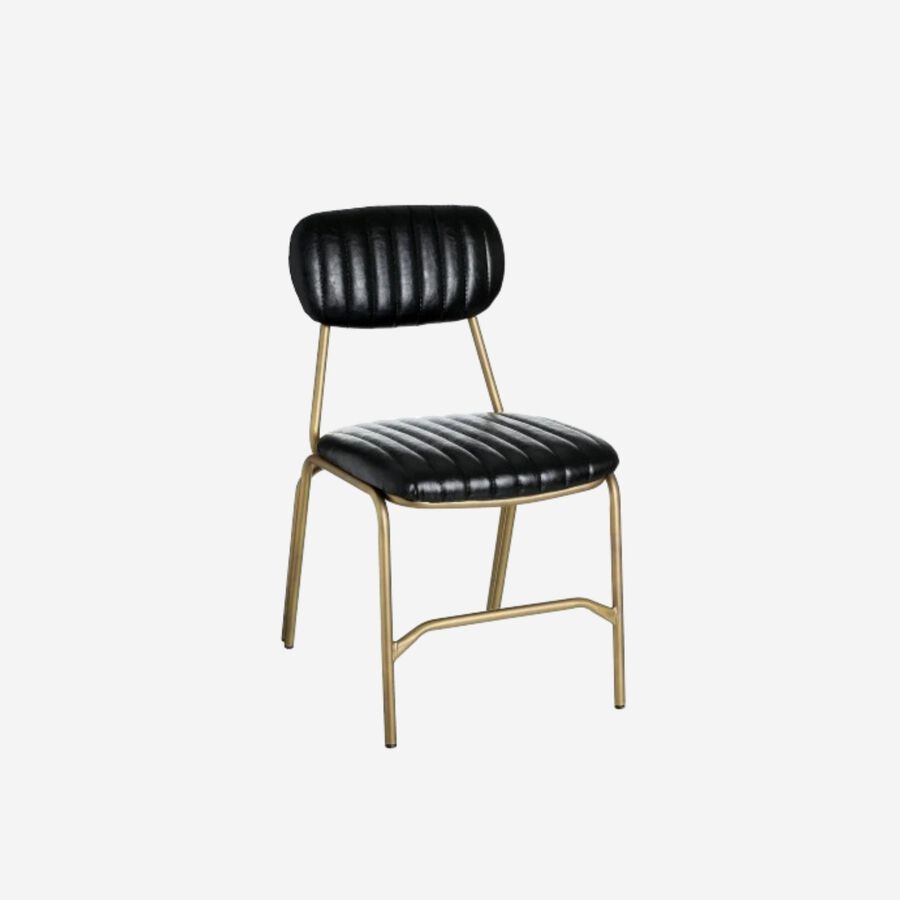 Set de 2 sillas de comedor de metal negra y dorada Camile 44x55x73cm