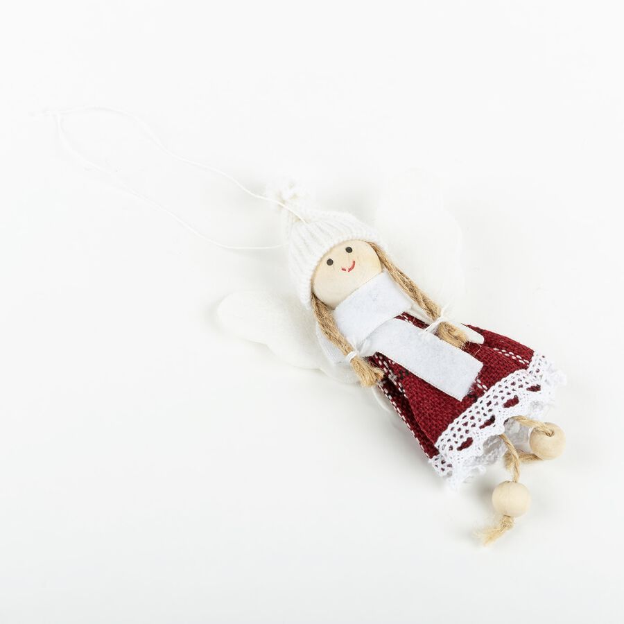 Adorno colgante &Aacute;ngel de tart&aacute;n rojo 15cm