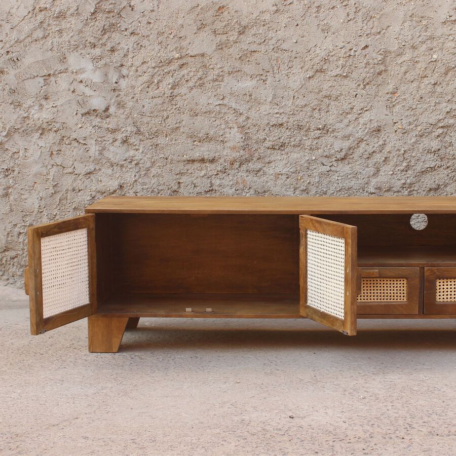 Mueble de televisión de madera de mango Merlín 175x45x57cm Clau&Chloe