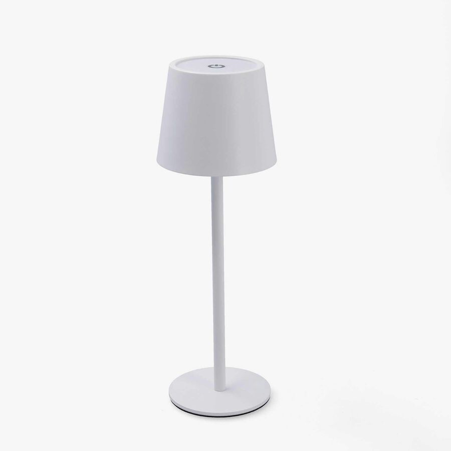 Lampara de mesa de metal blanca con usb Nora