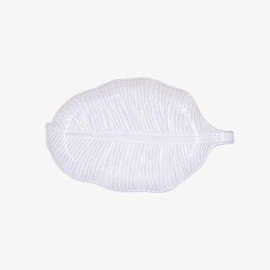 Bandeja con forma de hoja de porcelana blanca Bosco 27x16cm