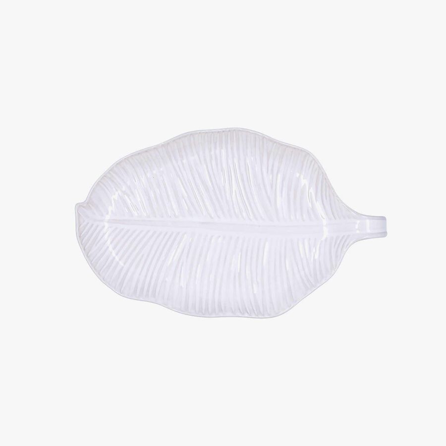 Bandeja con forma de hoja de porcelana blanca Bosco 27x16cm