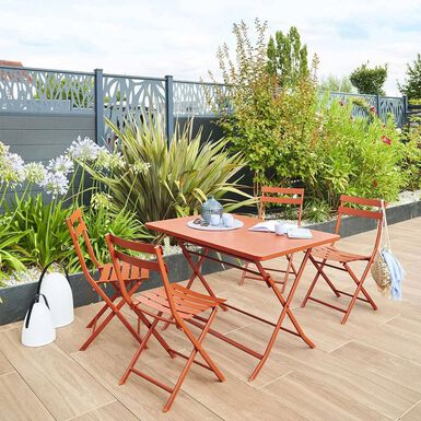 Mesa de jard&iacute;n plegable de acero &aacute;mbar Dixie 110x70x71cm