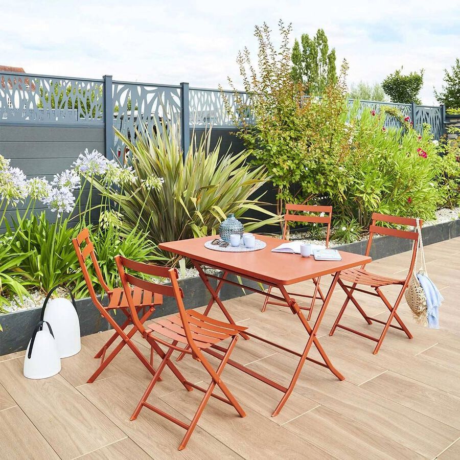 Mesa de jard&iacute;n plegable de acero &aacute;mbar Dixie 110x70x71cm