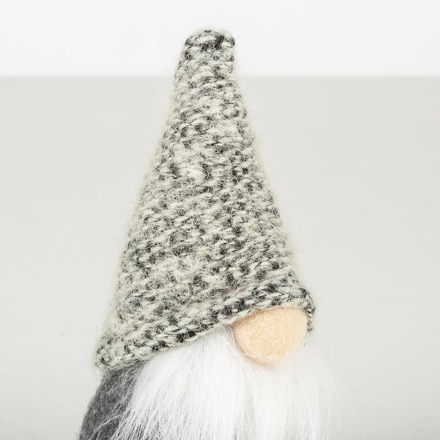 Figura decorativa gris Mu&ntilde;eco gnomo &Oslash;7x14cm