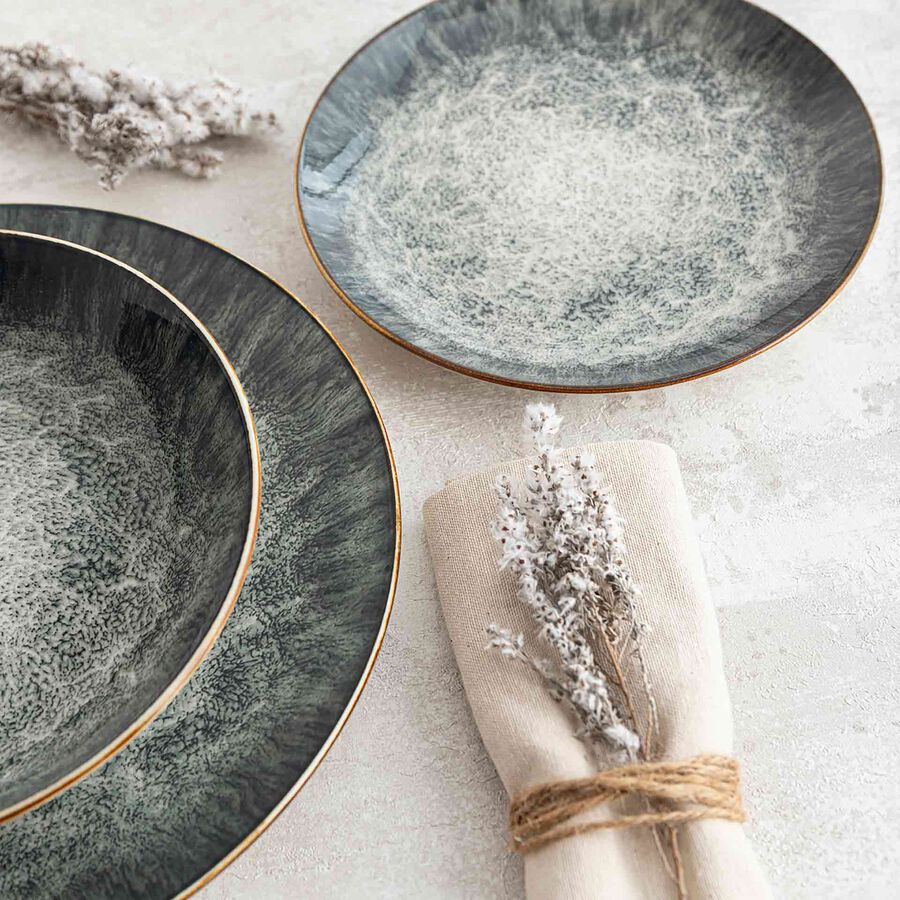 Vajilla de 12 piezas de porcelana verde Stela