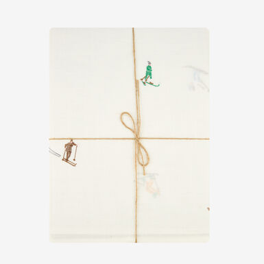 Mantel blanca bordado Esquiadores 150x250cm