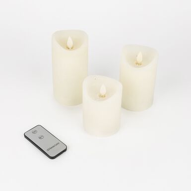 Set de 3 velas LED marfil con Mando Ø7cm