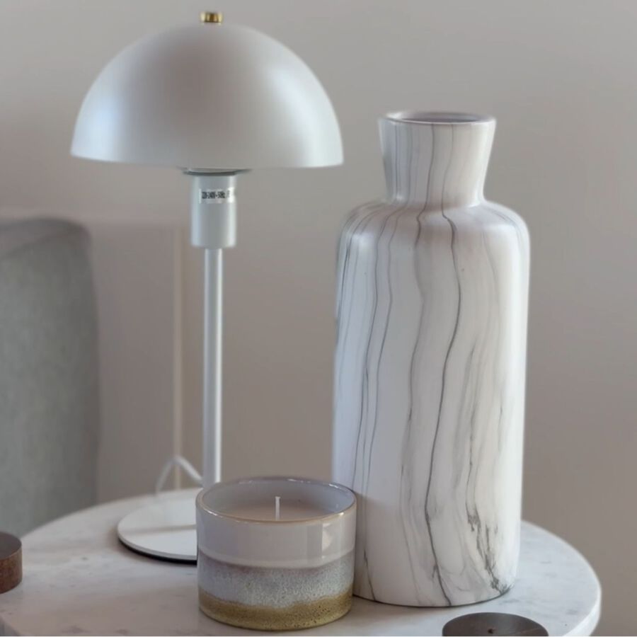 Jarrón de dolomita efecto mármol blanco Einar Ø12x30cm