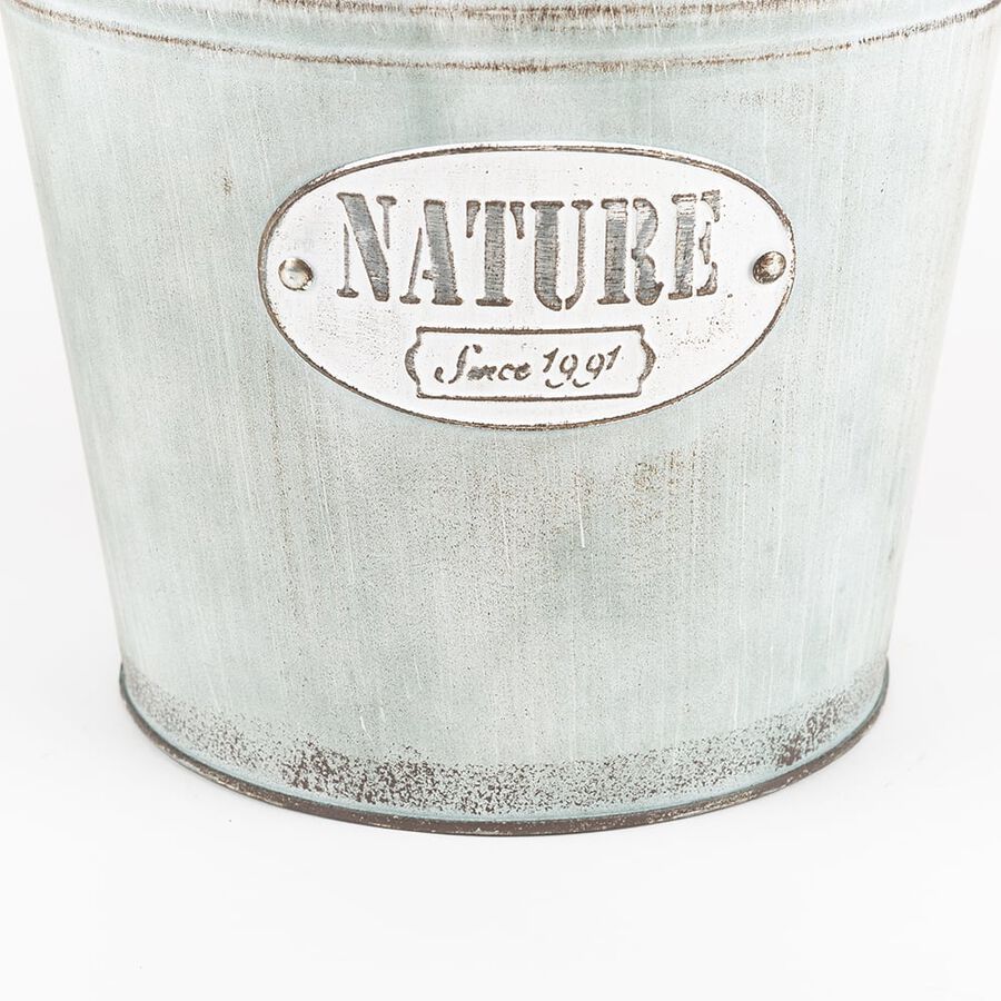 Cubo Zinc con asas de cuerda 22x21cm