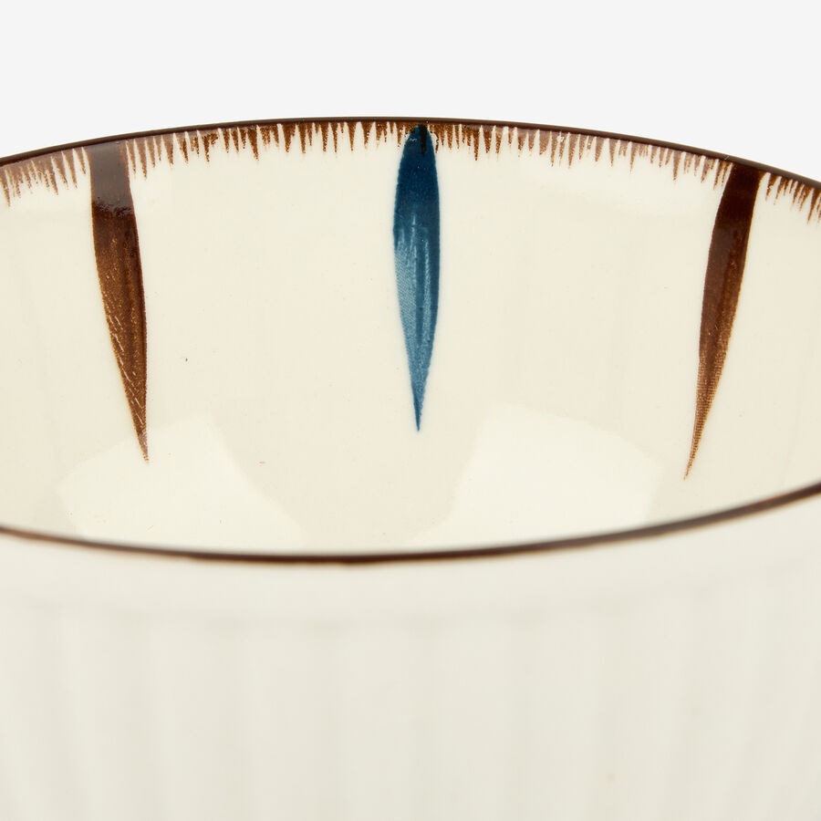 Bol de cer&aacute;mica blanco y azul Akita &Oslash;12cm