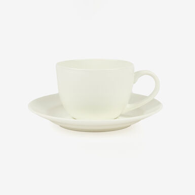 Taza de té con plato de cerámica blanca Freila 31cl
