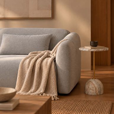 Mesa auxiliar de m&aacute;rmol beige Kern &Oslash;35x58cm Clau&Chloe