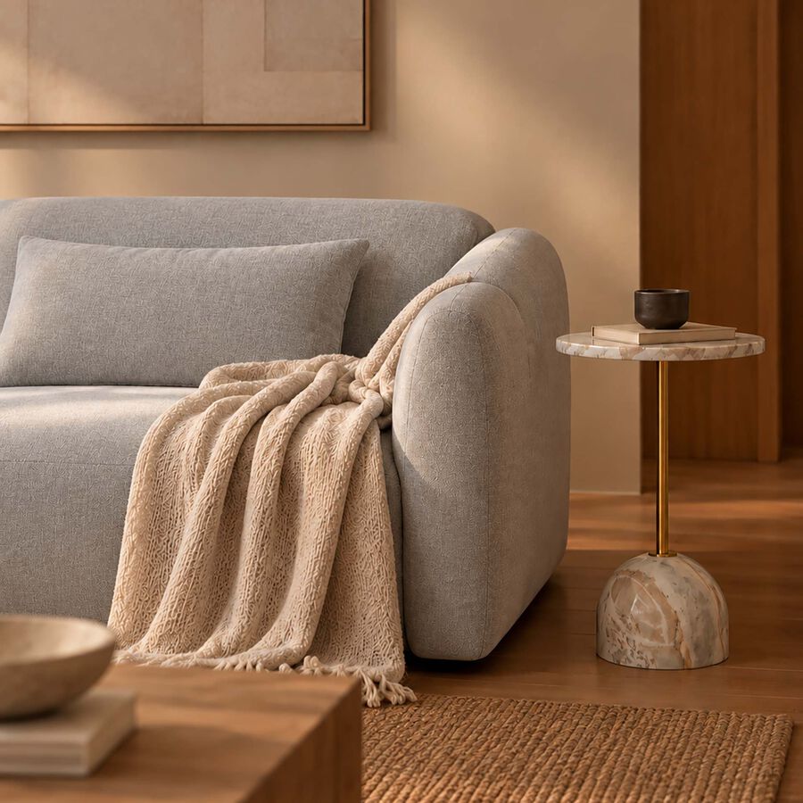 Mesa auxiliar de m&aacute;rmol beige Kern &Oslash;35x58cm Clau&Chloe