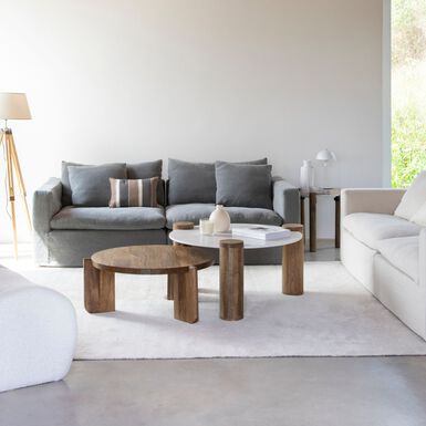 Mesa de centro de mármol y madera Houston Ø90x45 Clau&Chloe