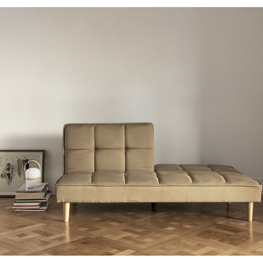 Sof&aacute; cama de lino caqui 178x81/105x80cm