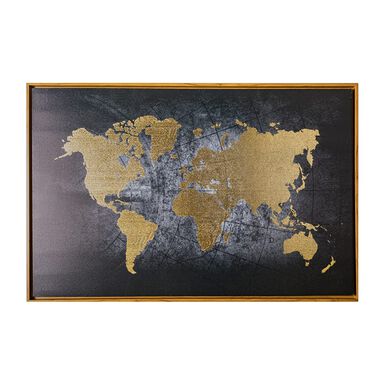 Cuadro con marco dorado Mundo 88x58cm