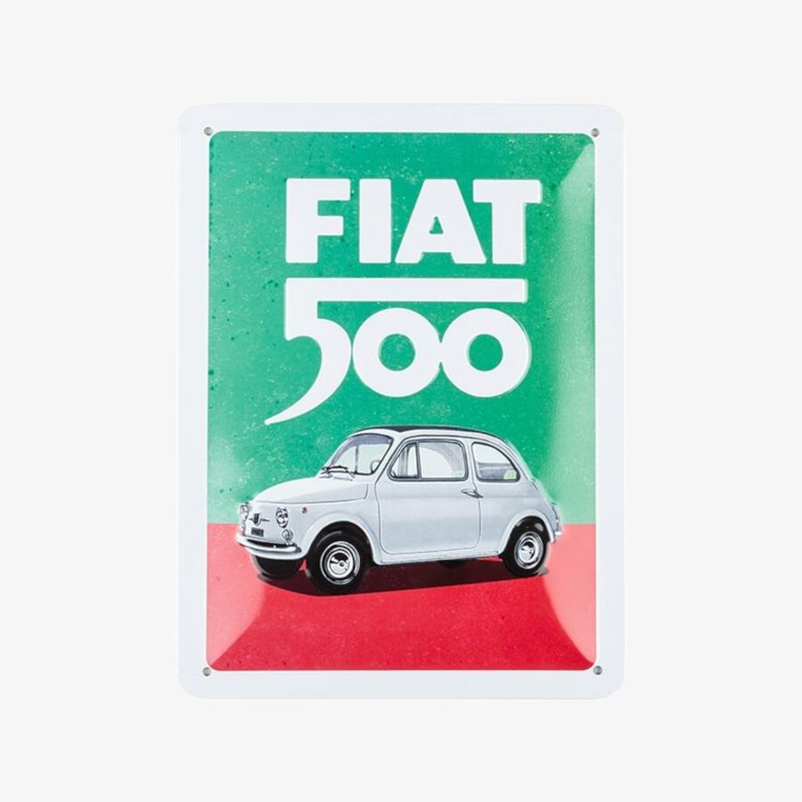 Placa de metal Fiat 500 Italian Colours 15x20cm
