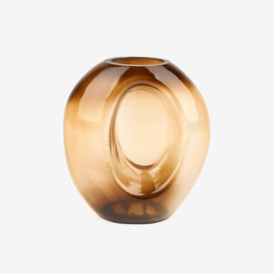 Jarrón de cristal ámbar 16x8x18cm