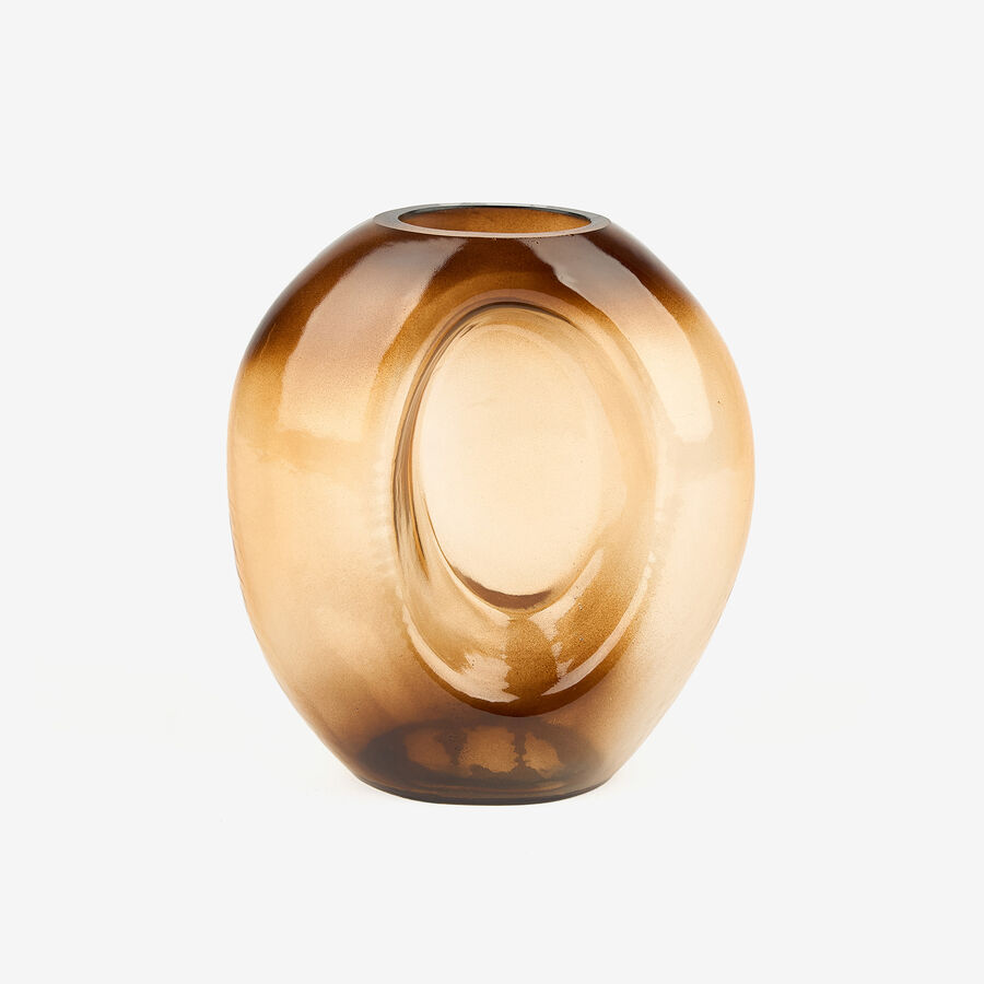 Jarrón de cristal ámbar 16x8x18cm