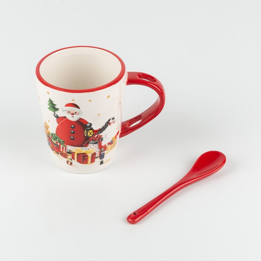 Mug con cuchara de cer&aacute;mica Santa Claus 12cm