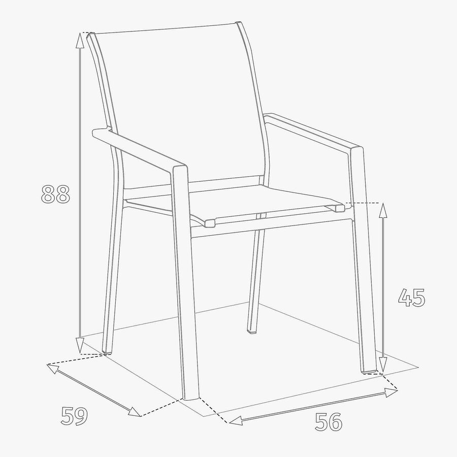 Silla de jard&iacute;n apilable de aluminio grafito Essor 56x63x88cm